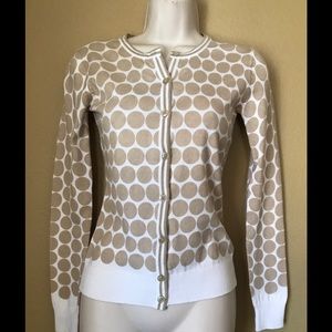 Van Heusen Studio Cardigan Cotton Beige White Dots